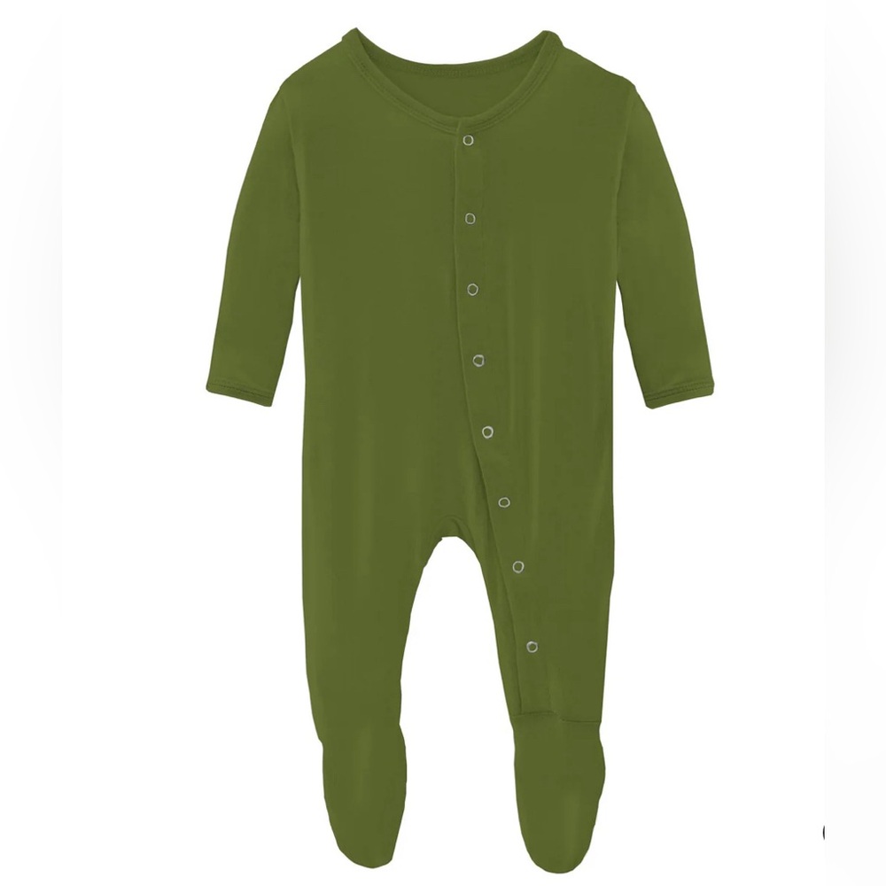 Kickee Pants Footie with Snaps moss
